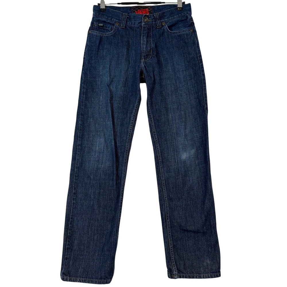 Vans Boys Dark Wash Straight Leg 100% Cotton Denim Jeans •14• Skater Y2K Classic